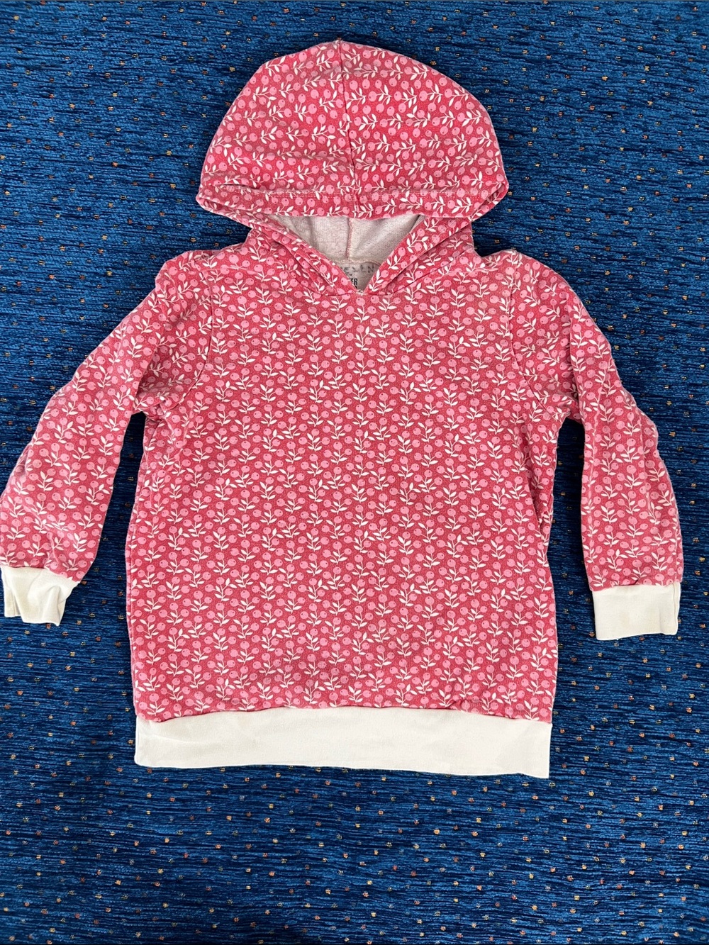 Winter Water Factory organic cotton hoodie floral size 6, 3/4 length sleeves